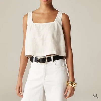 J. Crew Squareneck button-back top in linen 2X - Image 1 of 4