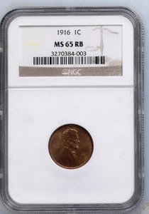 1916 Lincoln Wheat Cent NGC MS-65 RB CAC - Picture 1 of 2