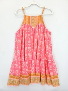 Flying Tomato Mini Strap Dress Tiered Pink Orange Lined Women L Beachy Resort - Picture 1 of 16
