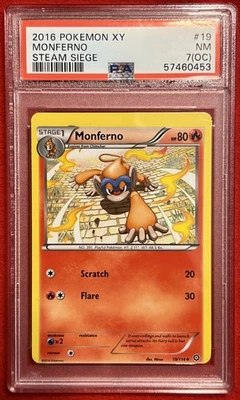 PSA 7(OC) 2016 Pokémon XY Monferno Steam Siege #19 NM Near Mint TOTAL POP 1 - Image 1 of 2
