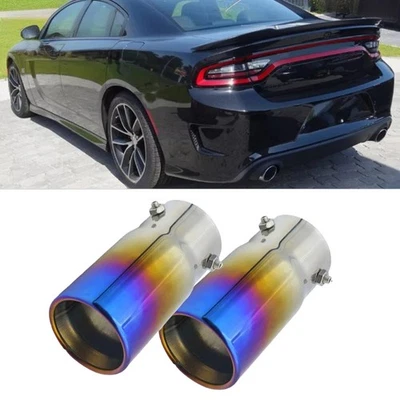 2xFor Dodge Dart Viper Exhaust Pipe Tip Rear Tail Throat Muffler Stainless Foto 1 de 4
