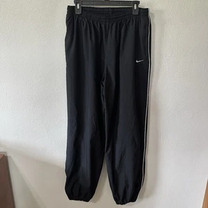 NIKE Vintage Y2K Track Pants Mens XL Black Baggy Parachute Joggers Zip Ankle - Picture 1 of 7