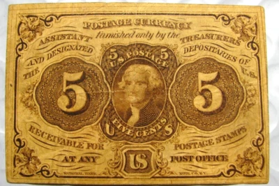 1863 5 Cents  Fractional Currency Note  - Nice  S514 - Image 1 of 3