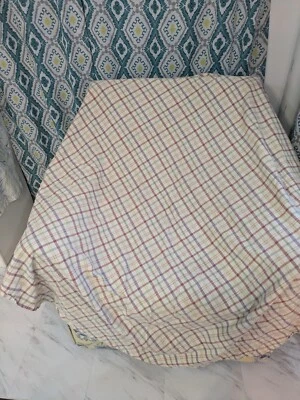 Mantel redondo de algodón a cuadros Napa crema y multicolor 62" Foto 1 de 3