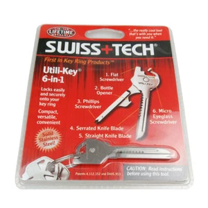 6 In 1 New Swiss+Tech Utili-Key Keyring Keychain Pocket Multi-Tools H09 TX - Bild 1 von 6