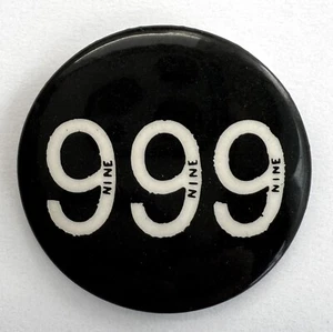 Rare 999 pin vintage late 1970s button UK post punk band logo badge 1.25" MT-NM - Picture 1 of 2