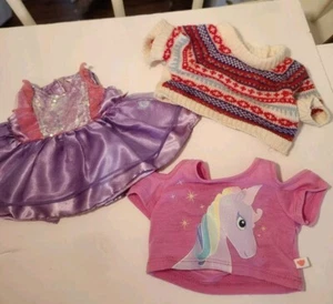 Build A Bear Kleiderpaket Strickpullover rosa Einhorn Shirt Prinzessin Kleid  - Bild 1 von 10