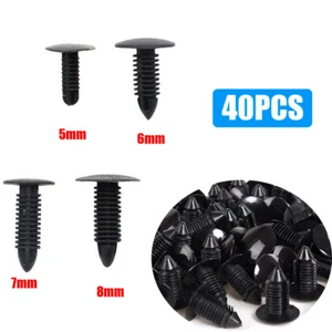 40x Car Push Rivet Fastener Retainer Pin Body Bumper Trim Moulding Clips Black - Bild 1 von 11