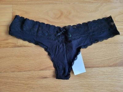 Tanga Honeydew Intimates grande con ribete de encaje ultra suave para mujer negra tiro bajo nueva con etiquetas Foto 1 de 4