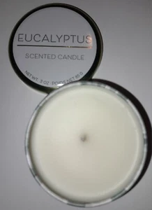 EUCALYPTUS Scented 3 oz Tin Single Wick Candle - Picture 1 of 2