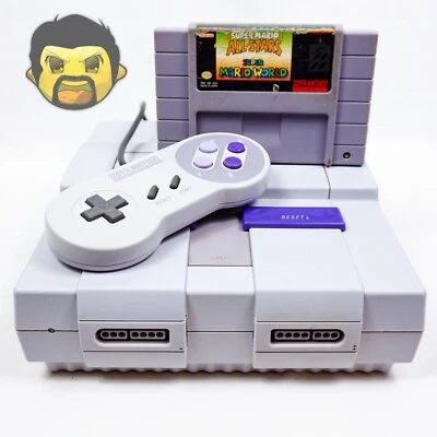 Super Nintendo SNES Console Bundle Super Mario All Stars Super + Mario World - Photo 1/4