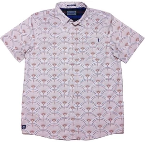 Camisa de Golf WILLIAM MURRAY Manga Corta Botón Rendimiento Beige Azul Grande L - Imagen 1 de 9