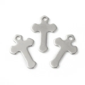 10pz charms ciondoli mini croce in acciaio inox 15x10mm bijoux - Foto 1 di 1