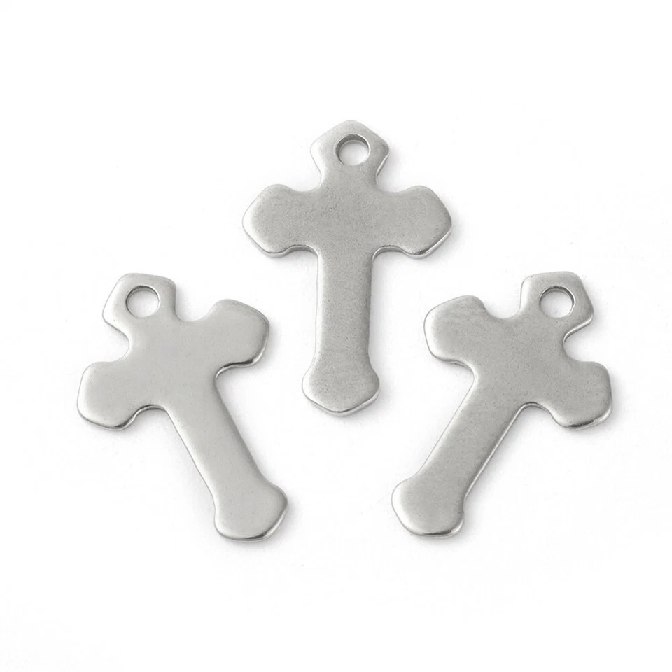 10pz charms ciondoli mini croce in acciaio inox 15x10mm bijoux - Immagine 1 di 1