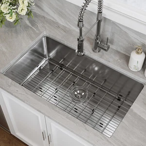 Undermount Kitchen Sink Stainless Steel - 32x19 Single Bowl Under Mount Basin - Picture 1 of 13