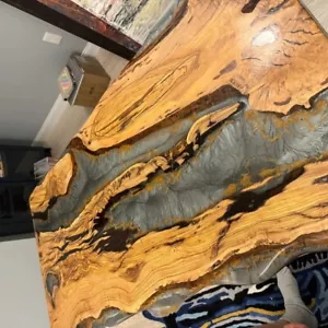 Custom Epoxy, Blue Resin, Epoxy River Table, Dining, Acacia Wood Table Decors - Picture 1 of 4