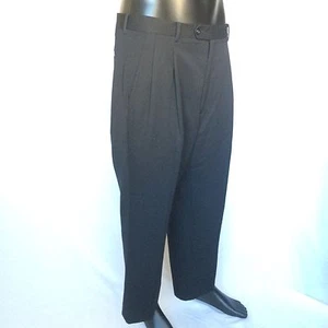 Stafford Mens Wool Slacks Size 36 x 29 Black Pleated Dress Pants 36 X 32 Large - Picture 1 of 9