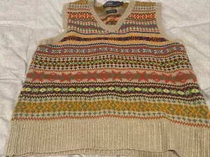 Polo Ralph Lauren Fair Isle Multi Color Cashmere Sweater Vest Size S Men’s - Picture 1 of 5