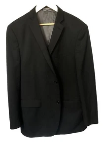 Joseph Abboud Men's Blazer 44R Black 2 Button Pinstripe Jacket Double Vented - Picture 1 of 9