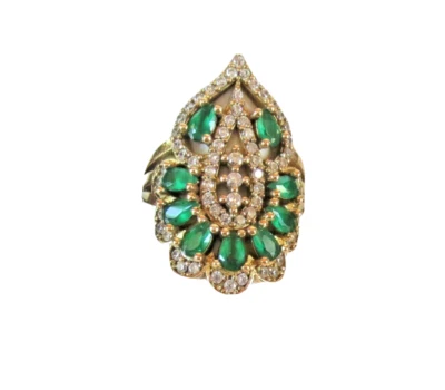 ANILLO TURCO ESTILO OTOMANO HURREM / KOSEM SULTÁN Talla 8.5 / VERDE Foto 1 de 4