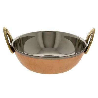 Handmade Copper Steel  Serving Kadai Bowl Serving Dish Hotel & Home Tableware - Image 1 of 4