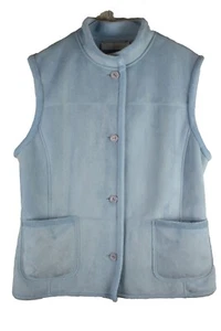 GERRY WEBER Blue Faux Suede Gilet size Uk 16 Womens Button Up Lined Vest Casual - Picture 1 of 10