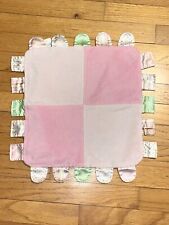 HTF Child of Mine Pink Patchwork Satin Tabs Tags Security Blanket/Lovey