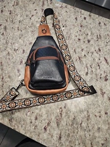 Mroede Brown, Black/ Convertible Slingbag/ Faux Leather / Guitar Strap - Picture 1 of 24