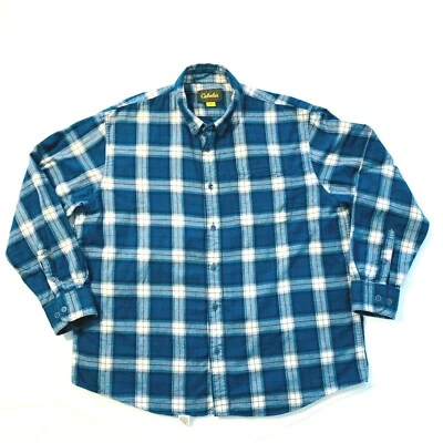 Vintage Cabela’s Flannel Plaid Button Down Shirt Long Sleeve XL Blue White EUC - Image 1 of 4