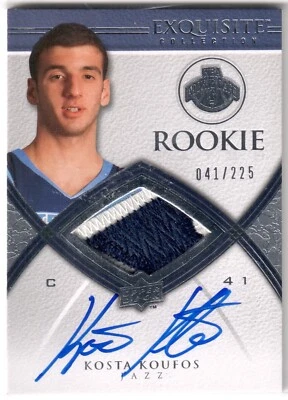Kosta Koufos 2008-09 UD Exquisite RC Patch Auto 41/225 Jersey Number 1/1 - Image 1 of 2