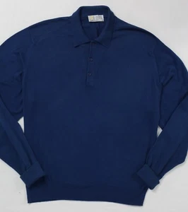 Vintage John Smedley Sea Island Cotton Knit Shirt Long Sleeve L Made in England - Picture 1 of 24