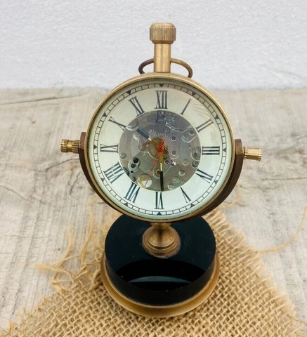 Nautical Decorative Collectible Table Top Gift Antique Stylish Brass Desk Clock Cover