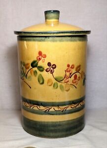 Terre e Provence Pottery 8.5 in Tall Canister, Crock, Handmade & Hand Painted