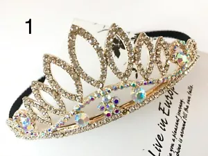 Skinny Black Headbands w/ Multi-Unique Shinny Crystal Crown Designs (4 Options) - Picture 1 of 5