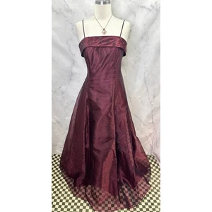 Abito da ballo vintage anni 90 Y2k gotico 8 M vino iridescente maxi fata gotico perline - Foto 1 di 17