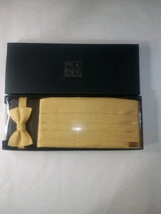 Jos. A. Bank Herren gelb/gold geometrisch Seide formell Kummerbund & Fliege Set - Bild 1 von 3