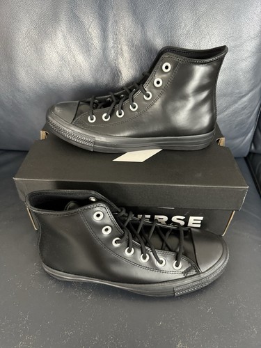 Scarpe sneakers alte Converse pelle Chuck Taylor All Star nere donna 8