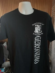 Vintage US Army Fox Trot Company Fort Leonard Wood, Mo. Geronimo T-Shirt Large - Bild 1 von 8