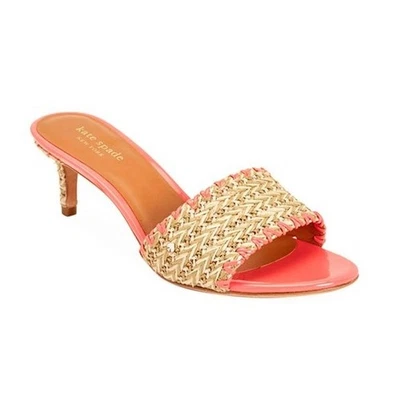 Sandalias Kate Spade New York Coral Tejidas Rafia Tacón Cuña Mula Para Mujer 9.5B NUEVAS Foto 1 de 4