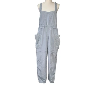 Free People Movement Chaparral Convertible Wanderoverall Jumpsuit grau Nadelstreifen - Bild 1 von 13