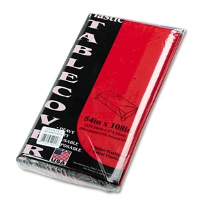 Tablemate Table Set Rectangular Table Cover Heavyweight Plastic 54 x 108 Red - Picture 1 of 2
