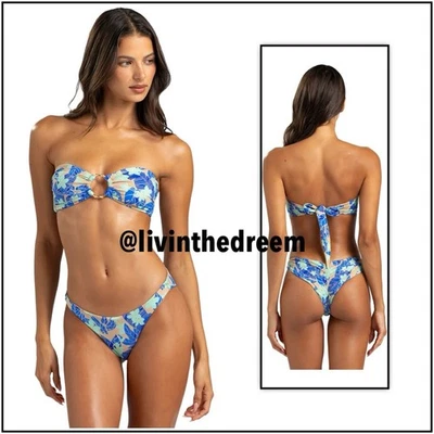 Beach Bunny Bethany Bandeau & Gloria Fondo Escasa - Azul Selva Floral $218 Foto 1 de 4