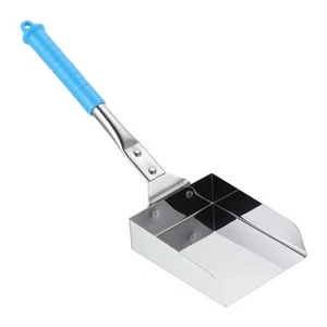 15" Square Point Shovel Flat Head Digging Shovel with Handle Silver Tone Blue - Bild 1 von 4
