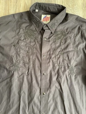 Acorn By Bob Goldfeder Pearl Snap Shirt Men’s XL Black Embroidered Western NWOT - Image 1 of 4