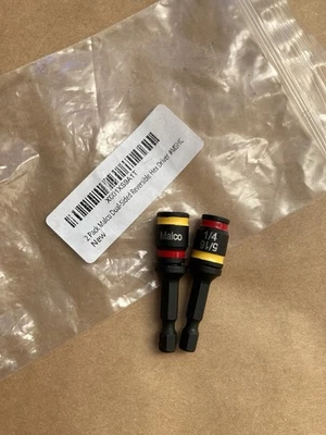 New* 2 Pack Malco MSHC 2"L Dual-Sided Hex Chuck Driver - 1/4" & 5/16" - Magnetic - Image 1 of 4