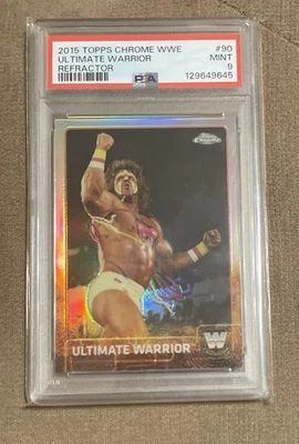 2015 Topps Chrome WWE Ultimate Warrior #90 REFRACTOR PSA 9 MINT - Image 1 of 2