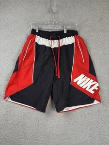 Vintage Retro Nike Throwback Basketball Shorts Red Black White, Mens M Spell out - Picture 1 of 13