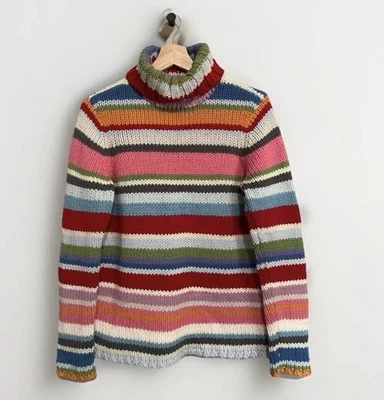 Gap Rainbow Stripe Chunky Turtleneck Sweater 2000 Holiday Vintage L - Image 1 of 4