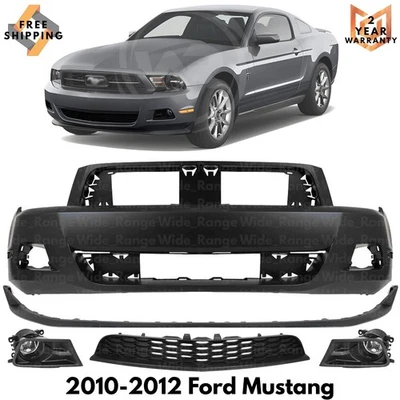 Front Bumper Cover Paintable & Lower Grille Kit For 2010-2012 Ford Mustang Base Foto 1 de 4