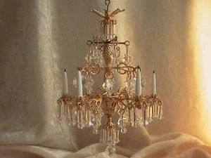 dollhouse doll house miniature CRYSTAL CLEAR CHANDELIER LAMP NON ELECTRIC 1:12 - Picture 1 of 1